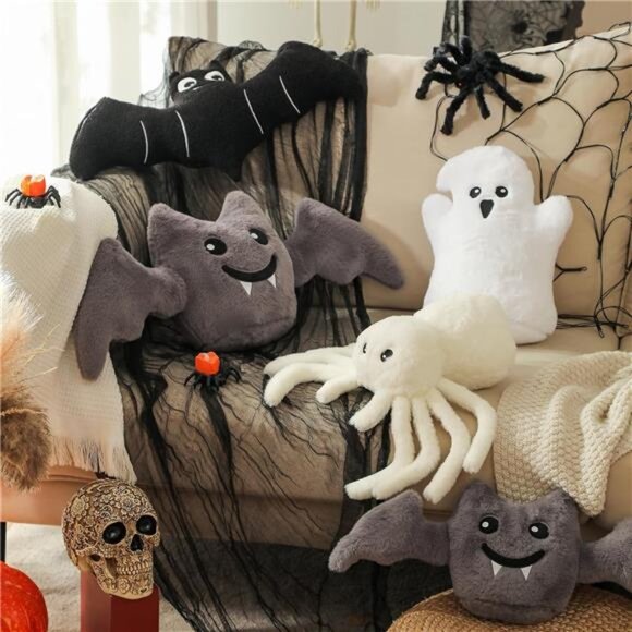 BRAND NEW Cute Spider Shaped Throw Pillow 16x22 in White - Picture 4 of 7